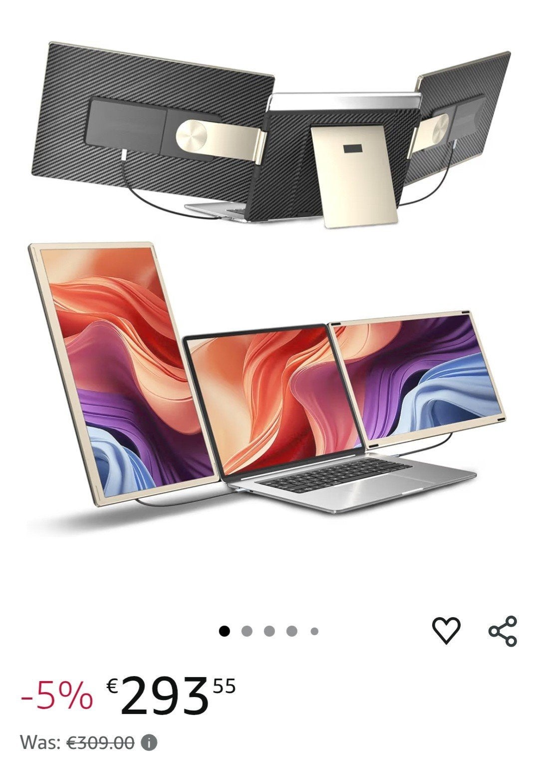 S6 Triple Screen Laptop-uitbreiding 15,6" (39,6 cm) FHD, Computers en Software, Monitoren, IPS, Onbekend, HDMI, Nieuw
