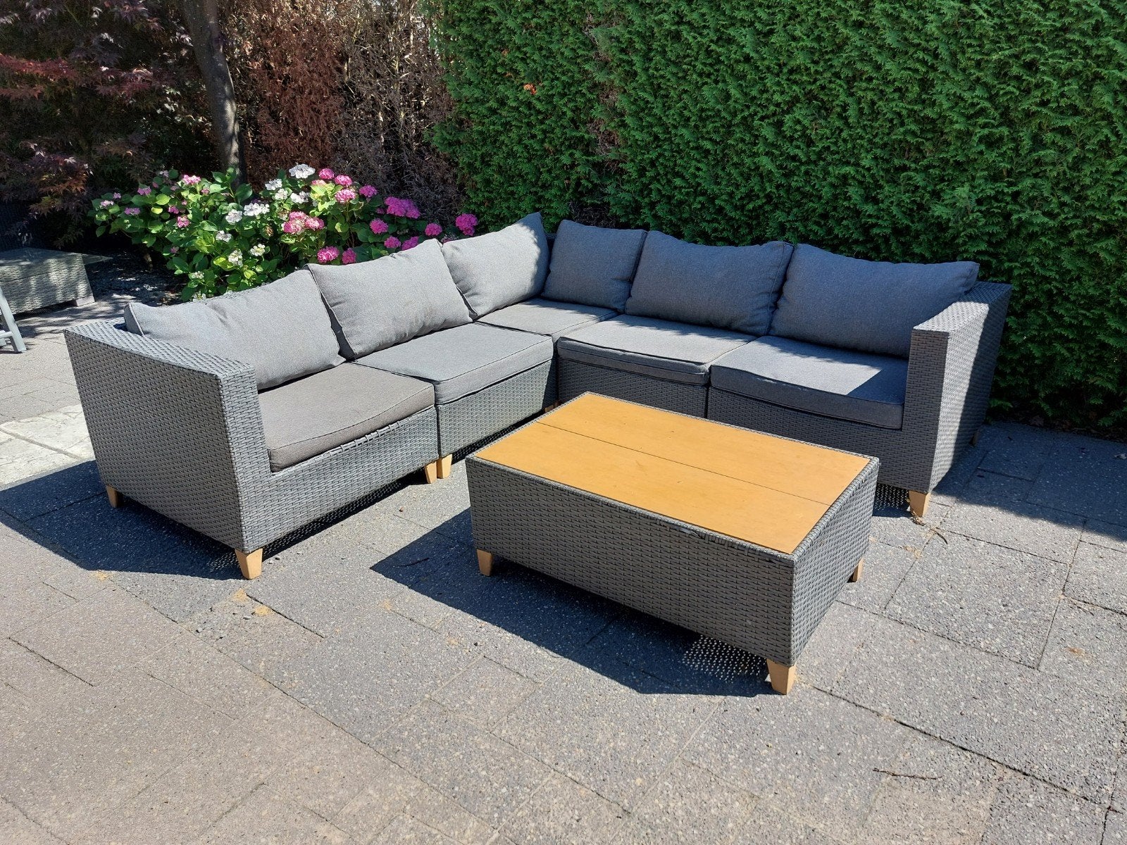 Loungeset met kussens Lees text   bezorging is mogelijk, Tuin en Terras, Tuinsets en Loungesets, Ophalen, 5 zitplaatsen, Gebruikt