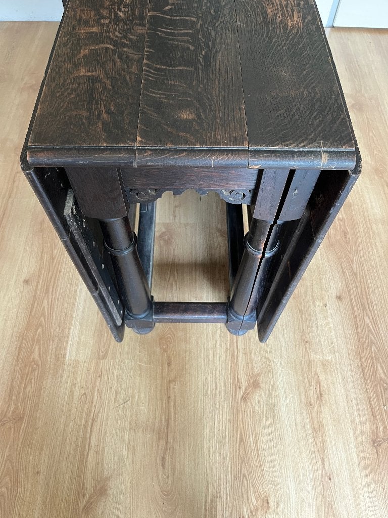 Antieke Engelse Gateleg Tafel – Massief Eiken Hangoortafel, Ophalen