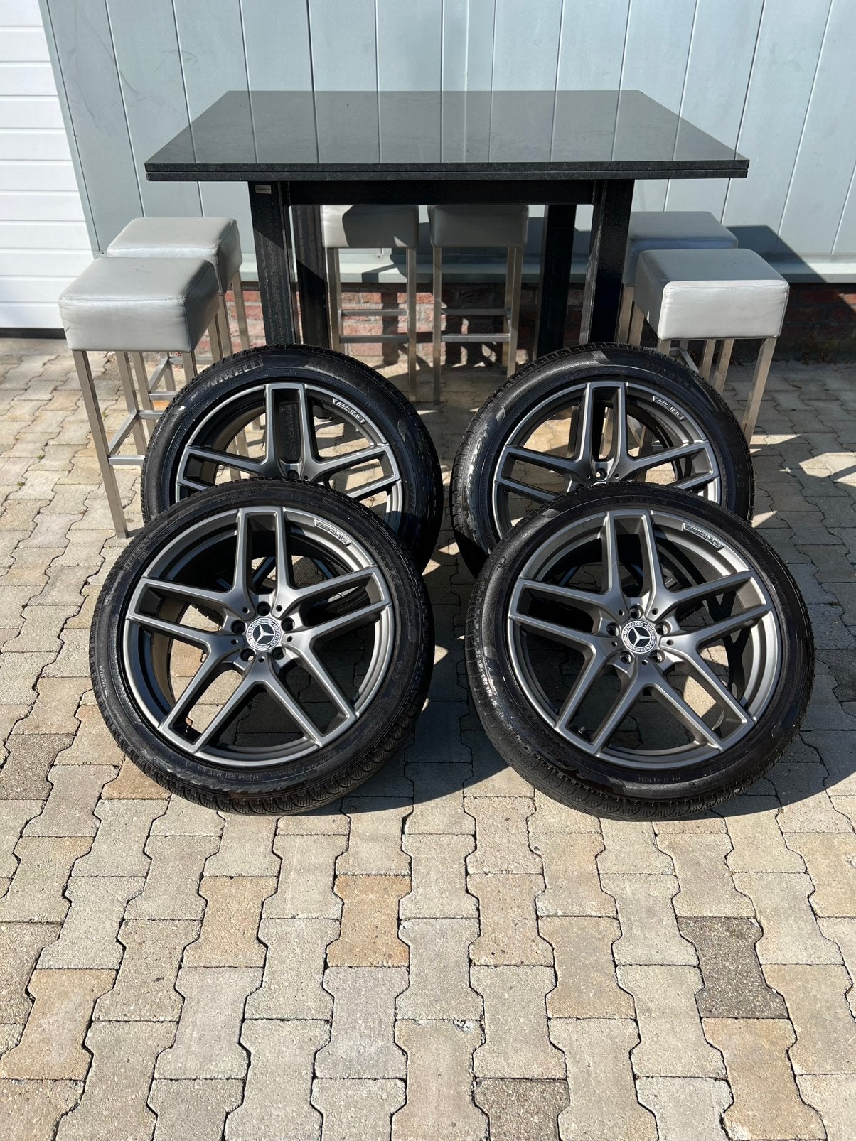 Orig. Breedset Mercedes AMG 21 inch Pirelli banden, Auto-onderdelen, Ophalen, Gebruikt, 275 mm, Banden en Velgen