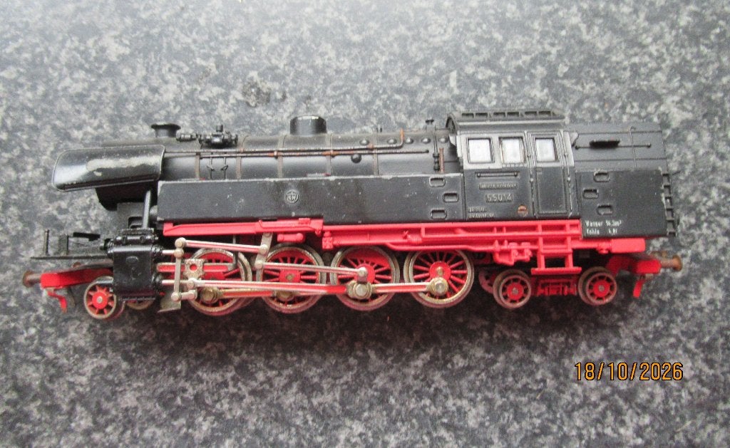 ZWARTE FLEISCHMANN DUITSE STOOMLOCOMOTIEF 65014-ca1965, Fleischmann, Ophalen of Verzenden, Zo goed als nieuw, Analoog