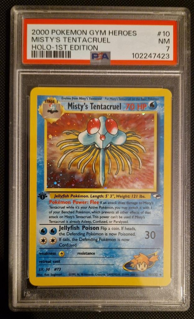 Misty's Tentacruel 1st edition PSA 7, Hobby en Vrije tijd, Verzamelkaartspellen | Pokémon, Ophalen of Verzenden, Zo goed als nieuw