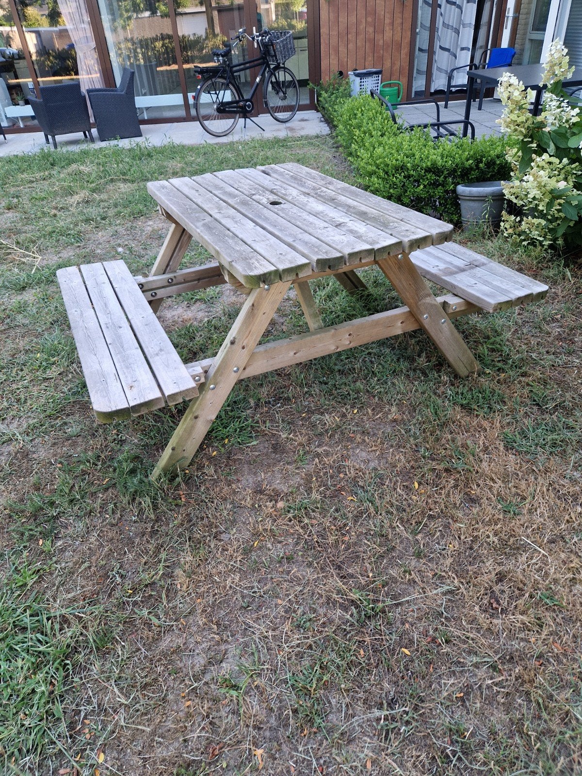 Rockwood picknicktafel van hout, Tuin en Terras, Picknicktafels, Ophalen, Gebruikt, Rechthoekig, Hout