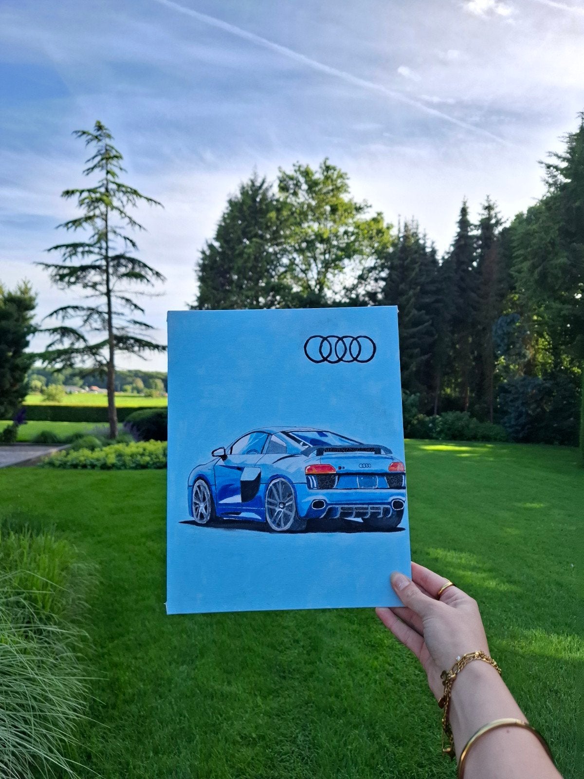 Handgeschilderd blauwe Audi R8, Ophalen of Verzenden, Handgeschilderd, Voertuigen