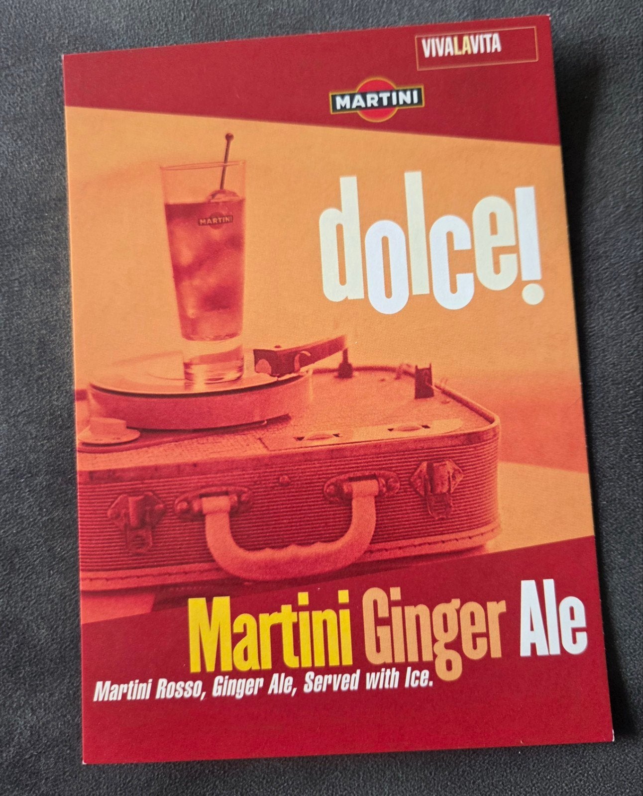 Martini Ginger Ale Recept Ansichtkaart - Vivalavita, Verzenden, 1980 tot heden, Ongelopen, Overige thema's