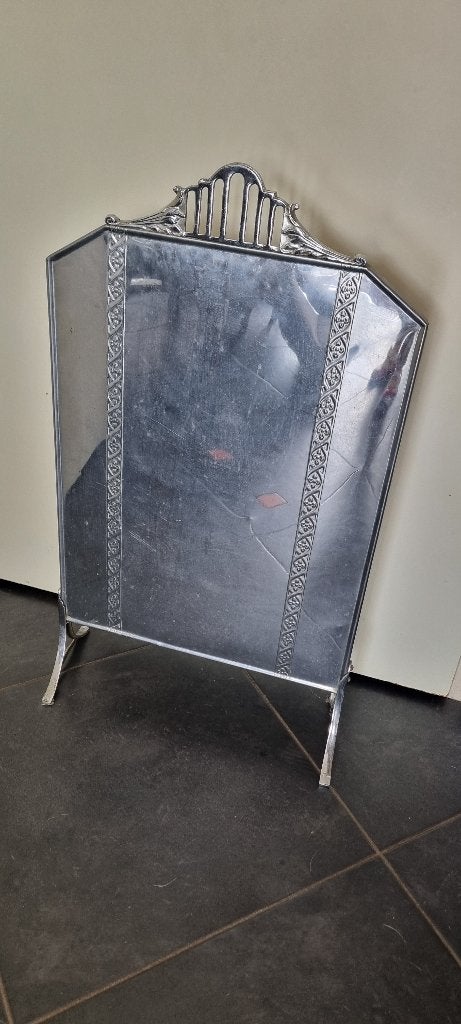 Antiek Art deco metalen haardscherm met ornamenten bloemen, Ophalen of Verzenden