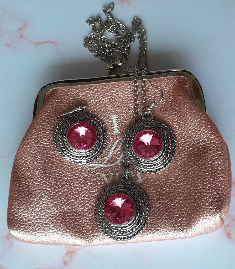 Juwelenset roze strass Zara, Overige materialen, Nieuw, Ophalen of Verzenden, Verstelbaar