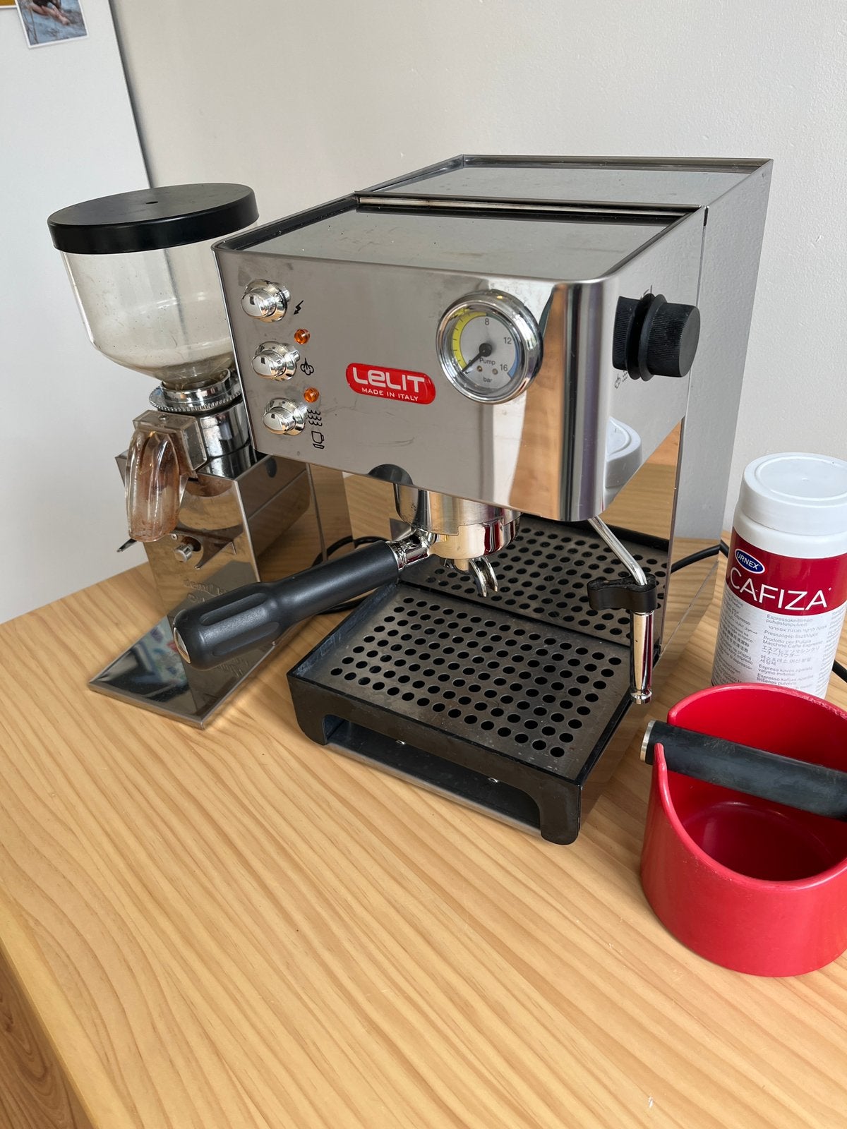 Lelit PL41EM espressomachine + Demoka M-203 koffiemolen, Witgoed en Apparatuur, Ophalen, Gebruikt, Espresso apparaat, 10 kopjes of meer