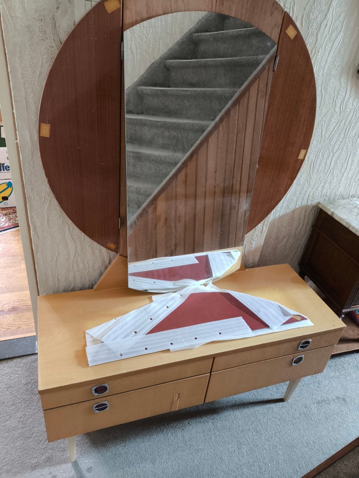 Vintage kaptafel met spiegel en lades, Ophalen
