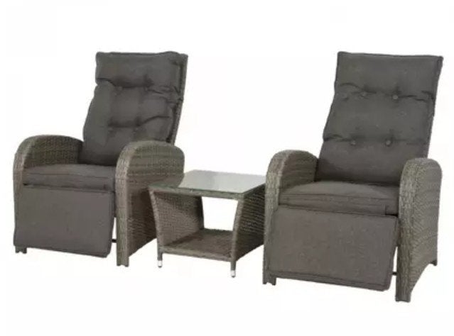 Loungeset van 2 stoelen met tafeltje, Kunststof, Gebruikt, Bijzettafel, Loungeset