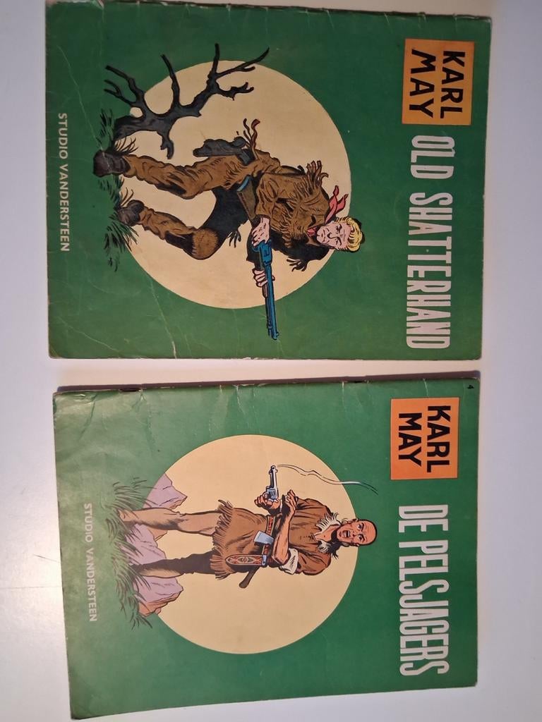 2x Karl May - Old Shatterhand,  De Pelsjagers .W Vandersteen, Meerdere stripboeken, Ophalen of Verzenden, Gelezen, Karl May
