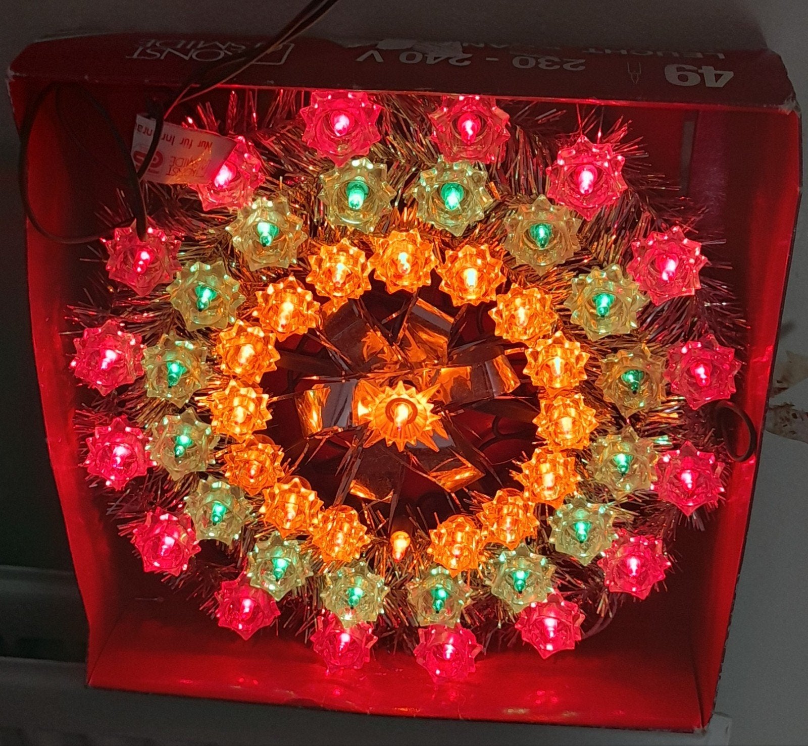 vintage kerstverlichting krans gekleurde lampjes, Ophalen of Verzenden