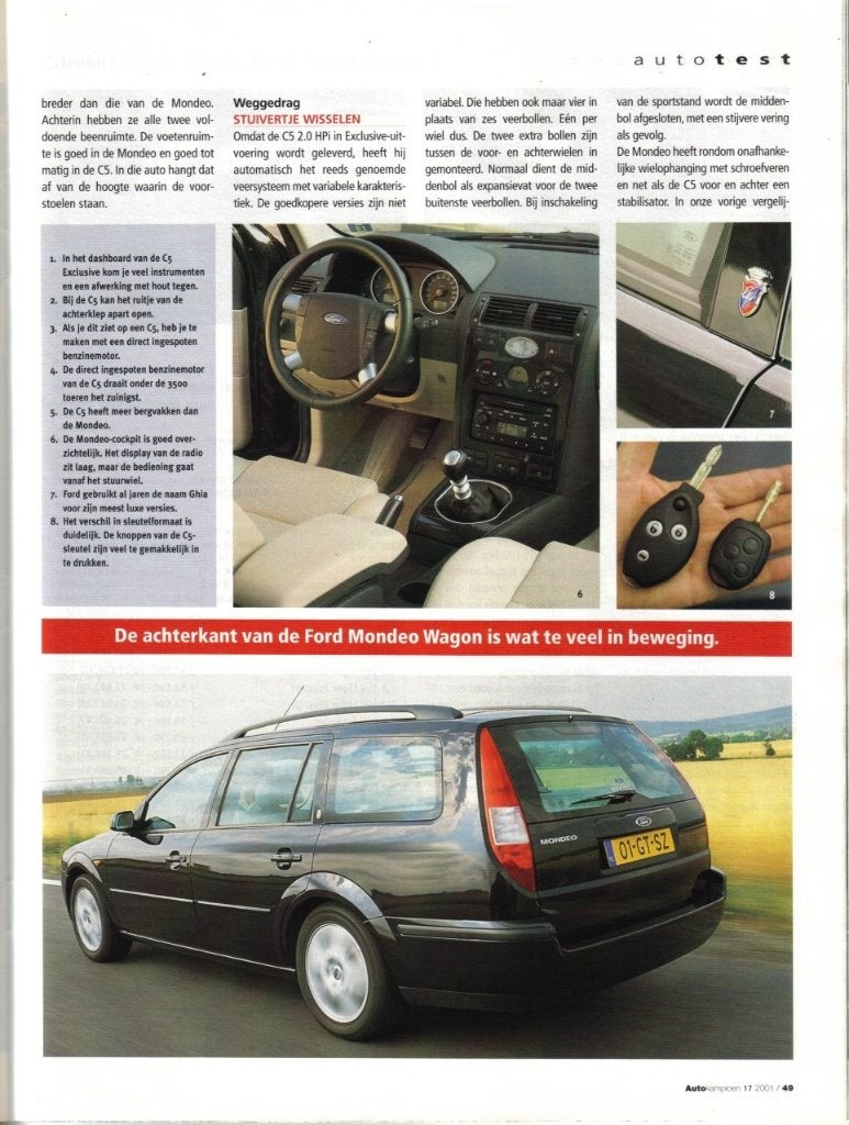 Autokampioen test Citroen C5 Break , Ford Mondeo Wagon, Ophalen of Verzenden, Gelezen, Citroën