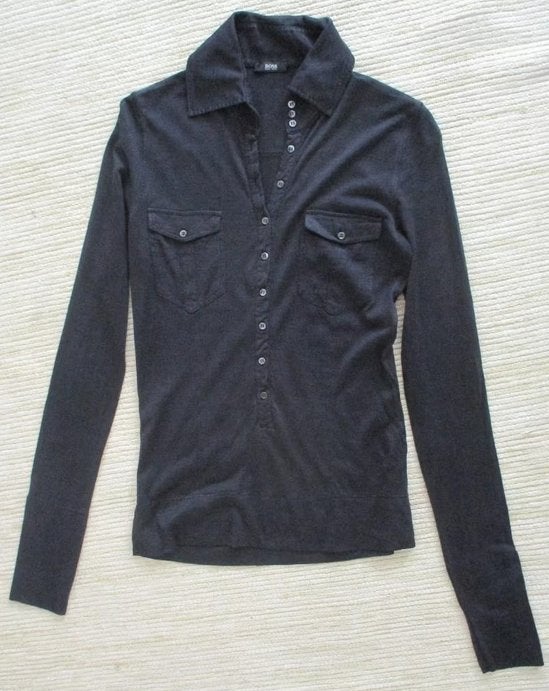 Hugo Boss zwarte tricot blouse, maat XS/S, Oosterveldweg 15, 7274 DZ, Verzenden, Zwart, Zo goed als nieuw
