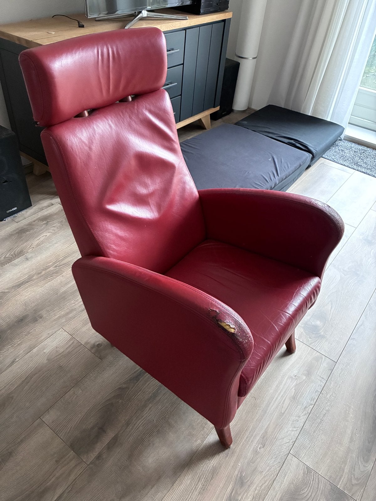 Gratis rode stoel / fauteuil, Huis en Inrichting, Fauteuils, Ophalen, Gebruikt, 75 tot 100 cm, 50 tot 75 cm