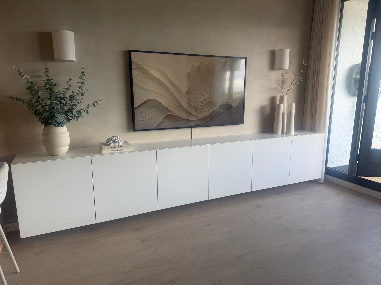 Zwevend wit tv meubel / dressoir (360x42x64 cm), Gebruikt, Ophalen of Verzenden, 200 cm of meer, Minder dan 100 cm