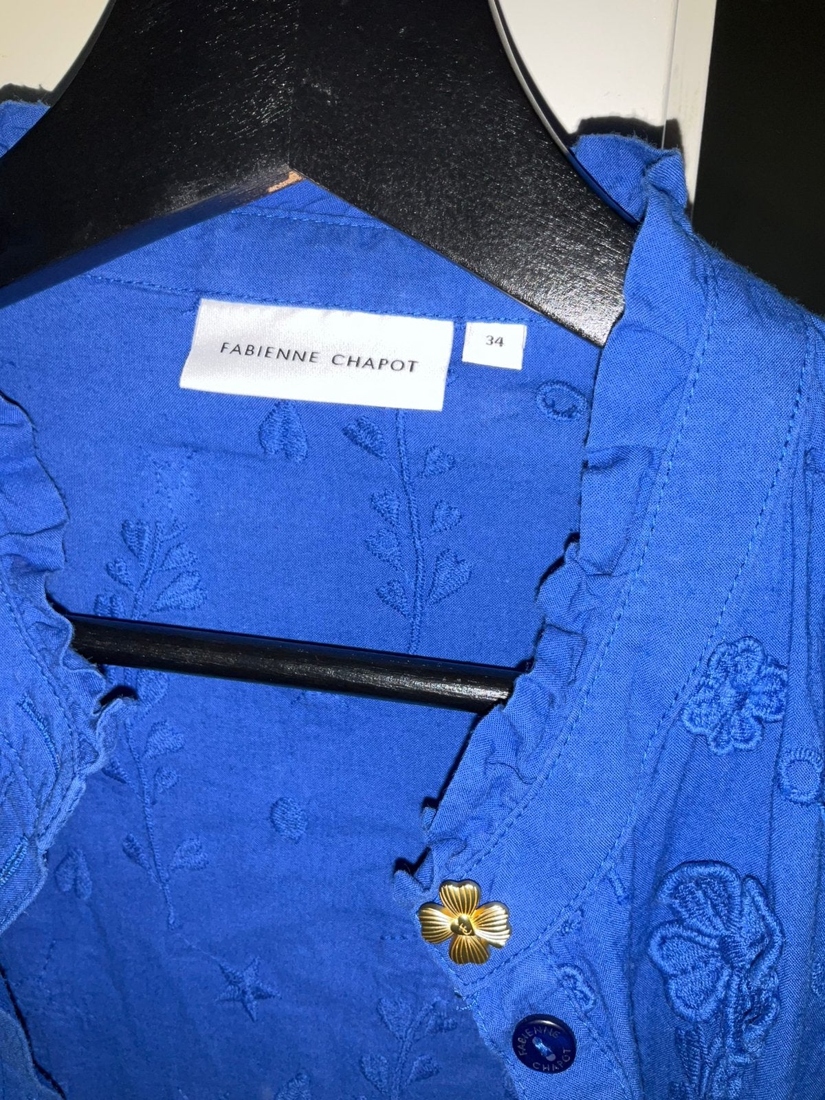 Fabienne chapot blouse maat 34 blauw, Ophalen of Verzenden, Zo goed als nieuw, Blauw