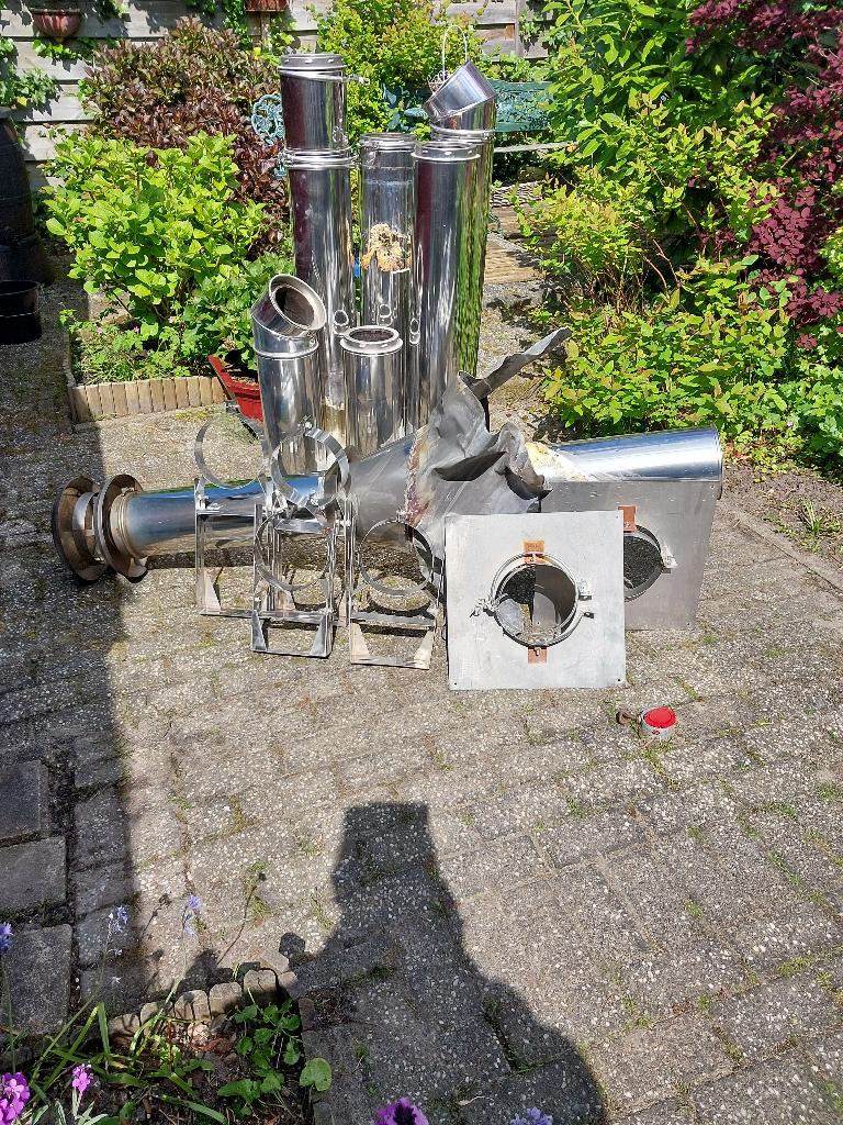 schoorsteenpijpen RVS 18 cm, Ophalen, Gebruikt, Overige typen, Minder dan 60 cm
