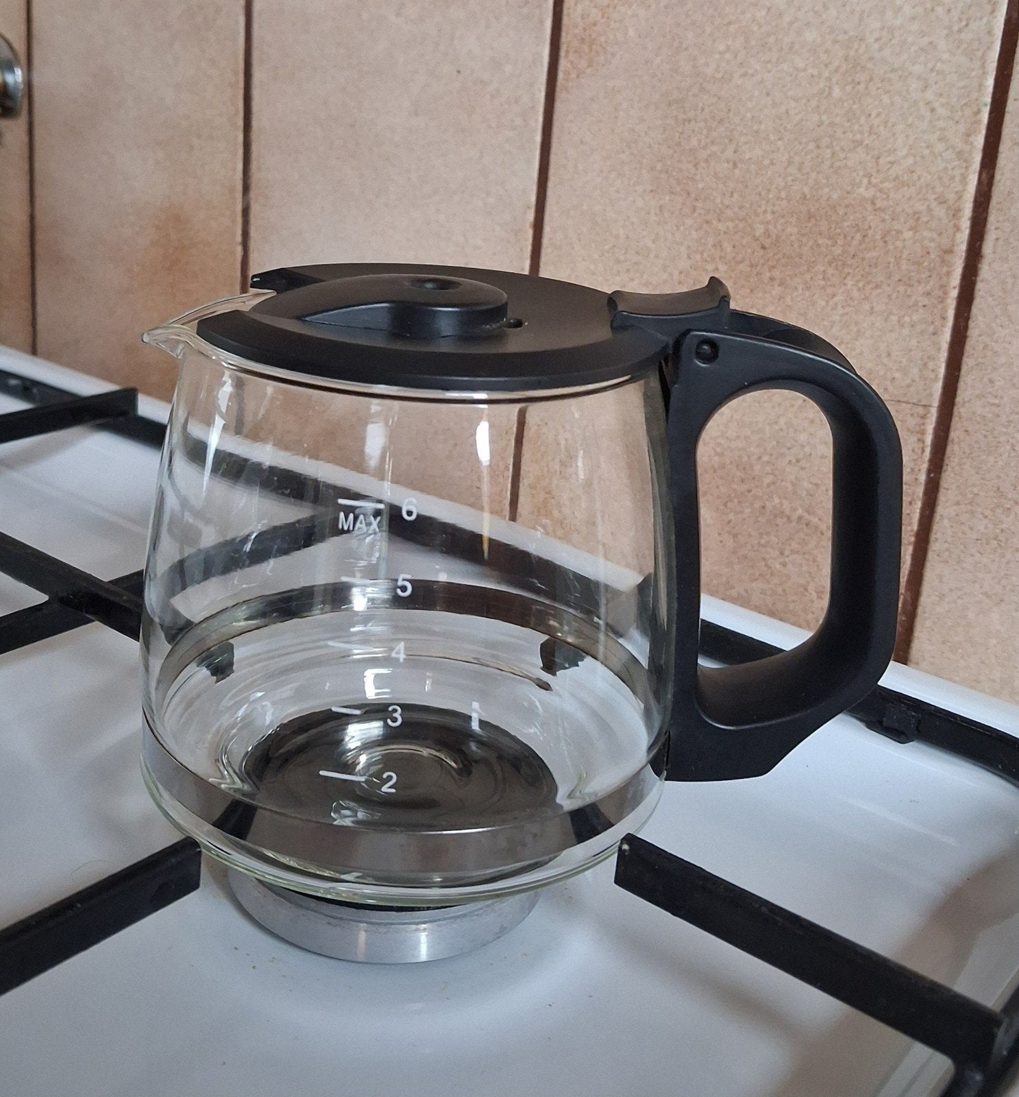 Klein glazen koffiepotje/koffiekannetje, 6 Kopjes, H.10 cm., Witgoed en Apparatuur, Gebruikt, Overige modellen, Gemalen koffie