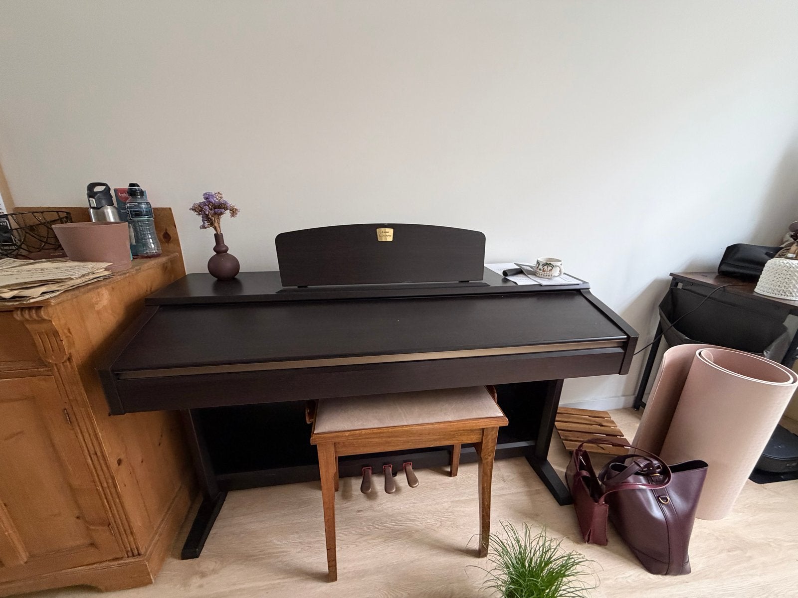 Yamaha Clavinova CLP-120 digitaal piano met stoel, Gebruikt, Bruin, Digitaal, Ophalen of Verzenden
