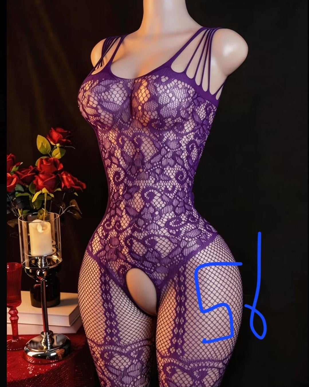 Paarse kanten body met open kruis, Onbekend, Verzenden, Paars, Body of Korset