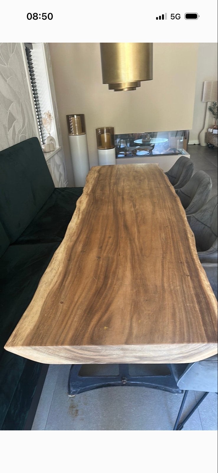 Suar houten eettafel 262x80 cm, Ophalen, 200 cm of meer, 50 tot 100 cm, Zo goed als nieuw