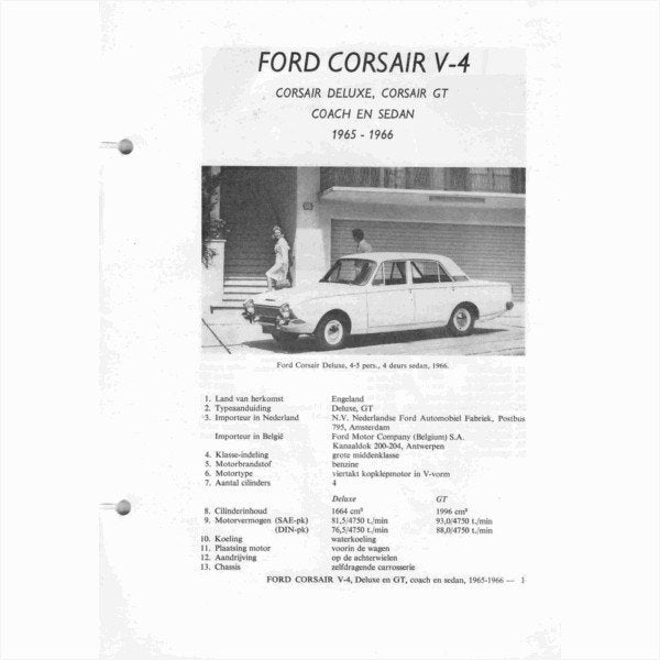 Ford Corsair V4 Vraagbaak losbladig 1965-1966 #5 Nederlands, Ophalen of Verzenden, Gelezen, Ford