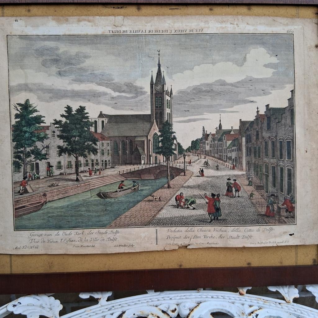 Ingekleurde tekening oud Delft - Uniek verzamelaarsitem, Antiek en Kunst, Ophalen of Verzenden