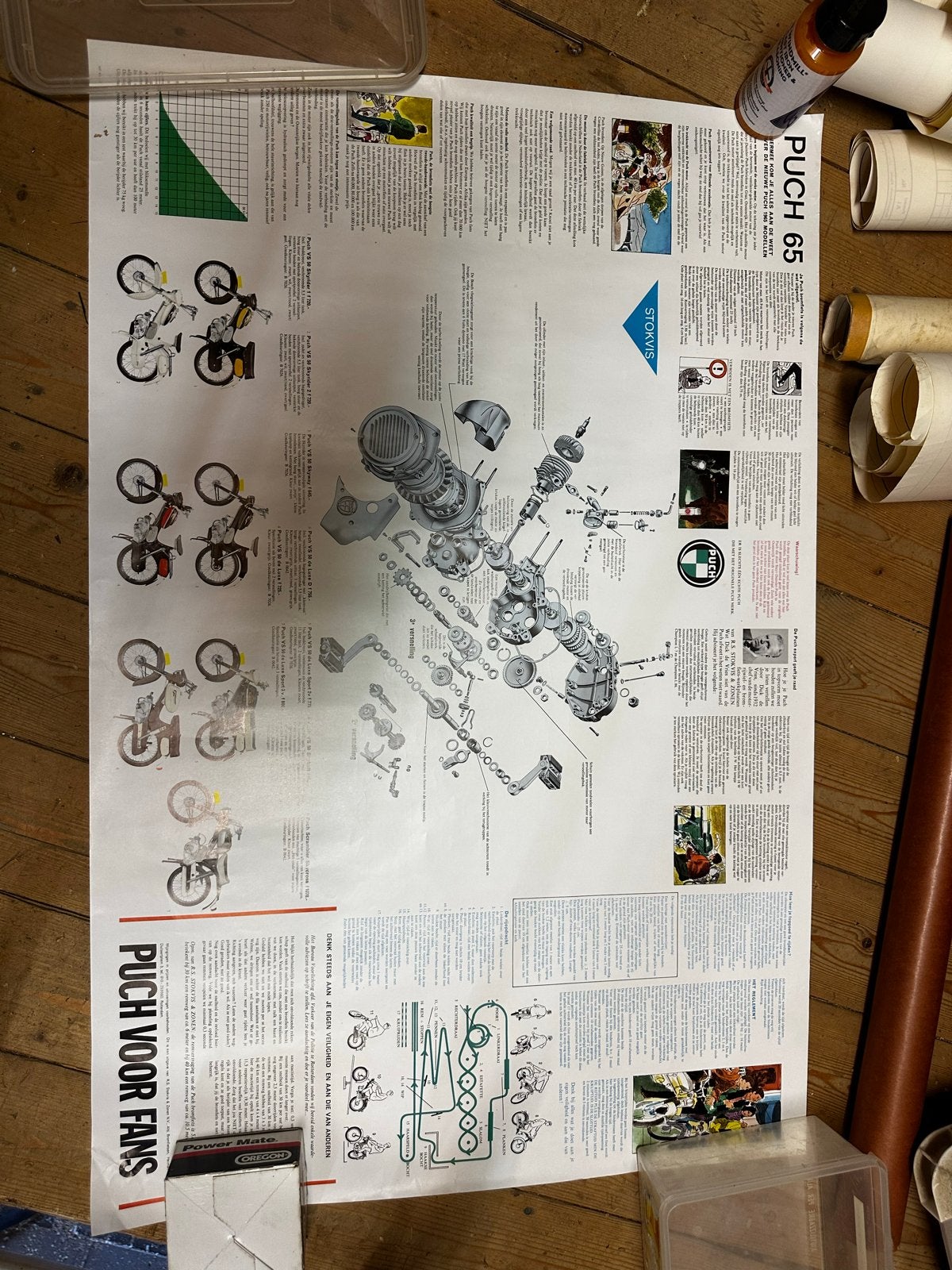 Puch 65 Bromfiets Poster - Zeldzaam verzamelobject, Ophalen of Verzenden, Gebruikt, Overige typen