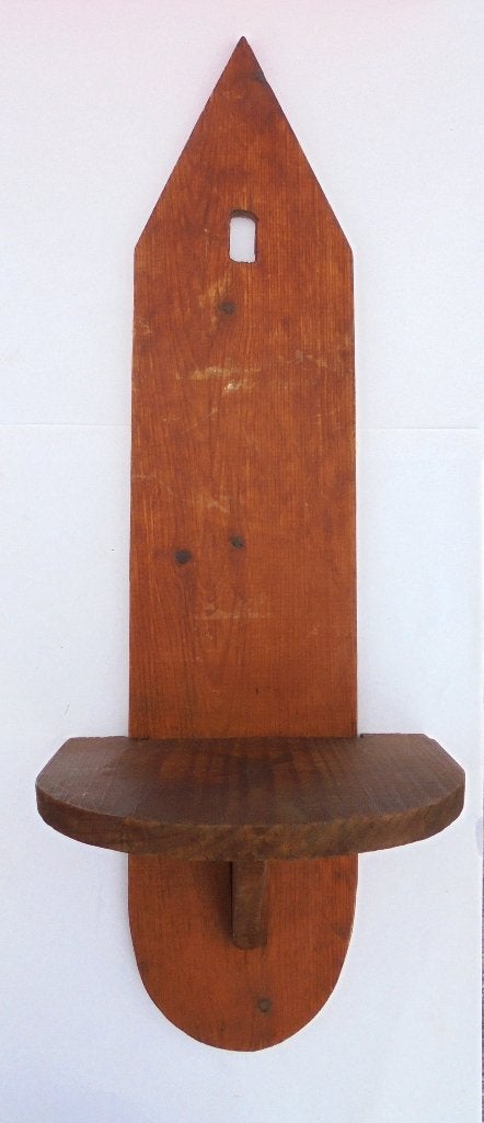 Vintage houten wandplankje / kaarsenhouder, Ophalen of Verzenden, Gebruikt