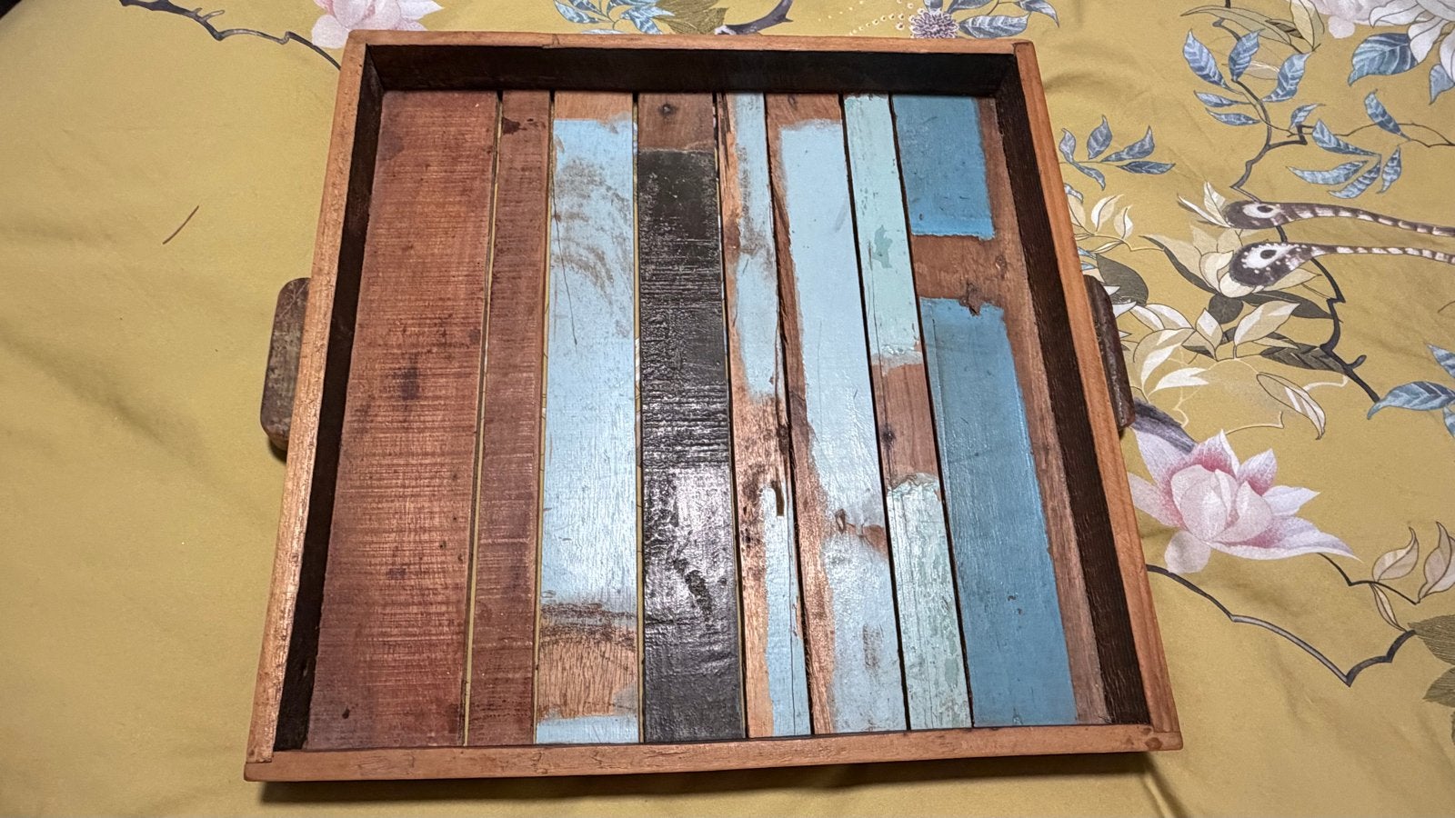 Sloophout Teak Dienblad Zo Goed Als Nieuw met Stempel, Vierkant, Ophalen of Verzenden, Zo goed als nieuw, Dienblad