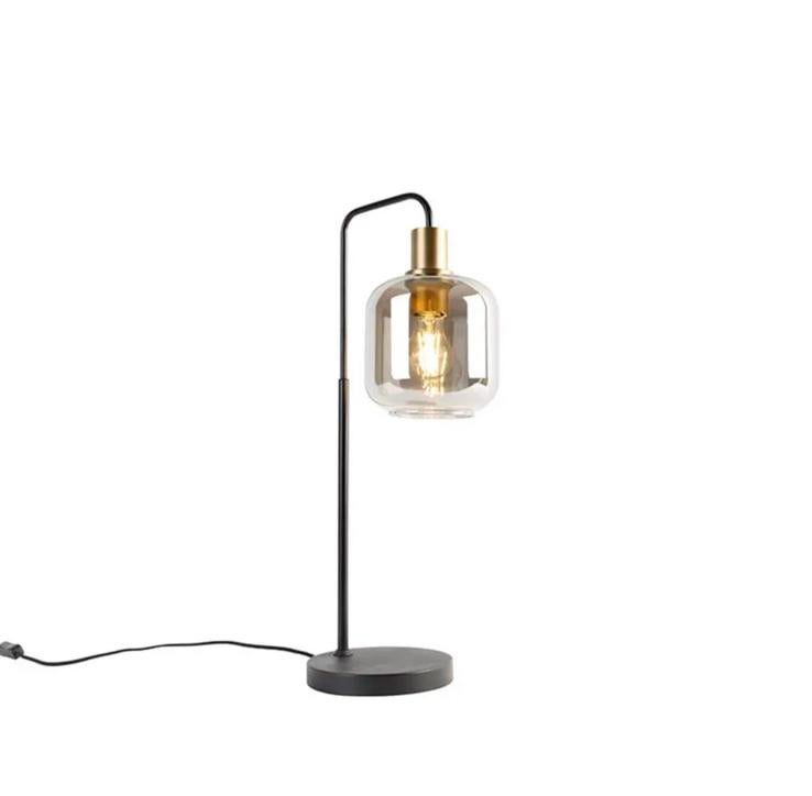 Tafellamp met glazen kap, Huis en Inrichting, Lampen | Tafellampen, Ophalen of Verzenden, Zo goed als nieuw, 50 tot 75 cm
