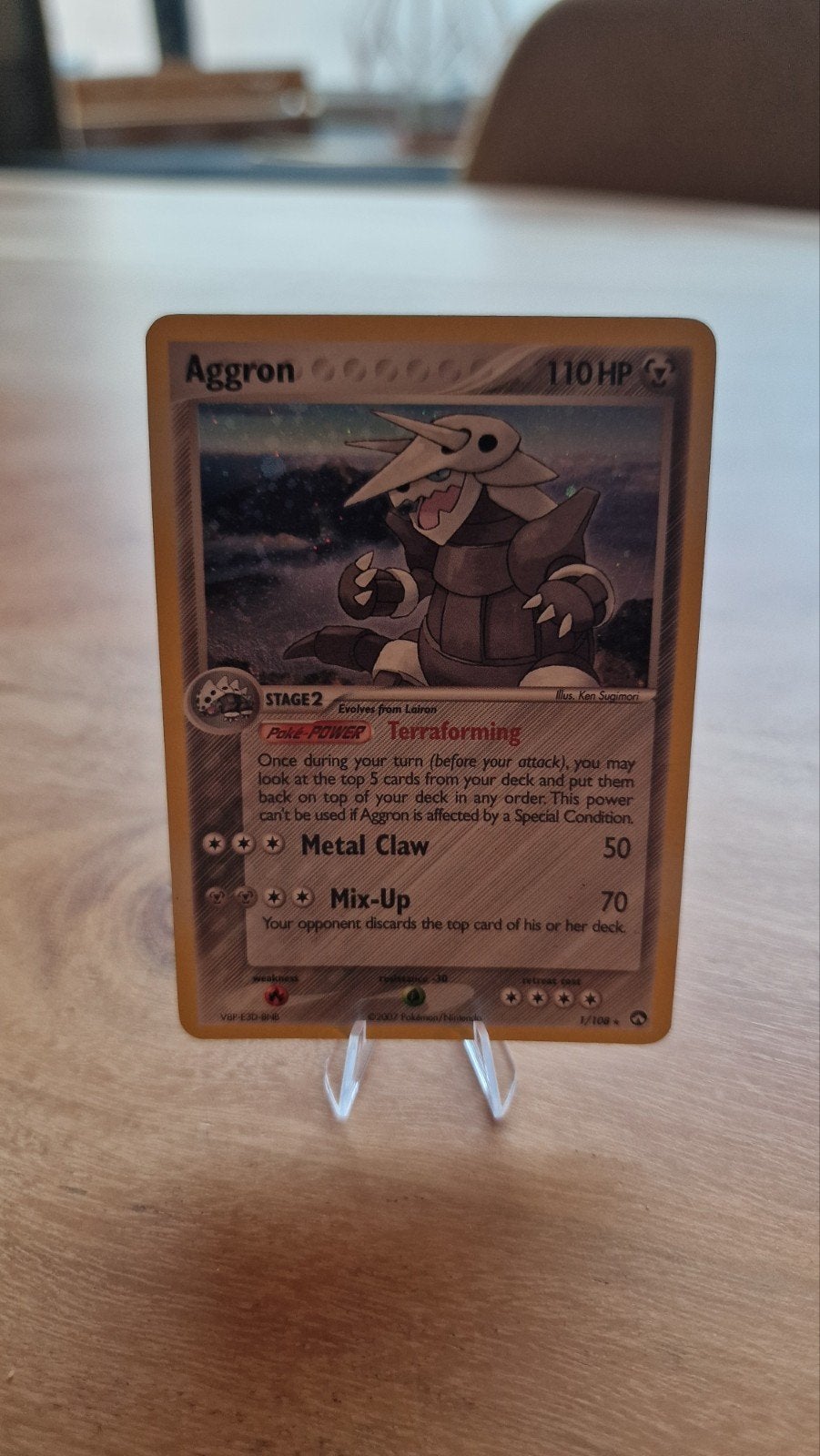 Pokémon Kaart Aggron 110 HP - Vrijwel Nieuw, Ophalen of Verzenden, Zo goed als nieuw, Losse kaart