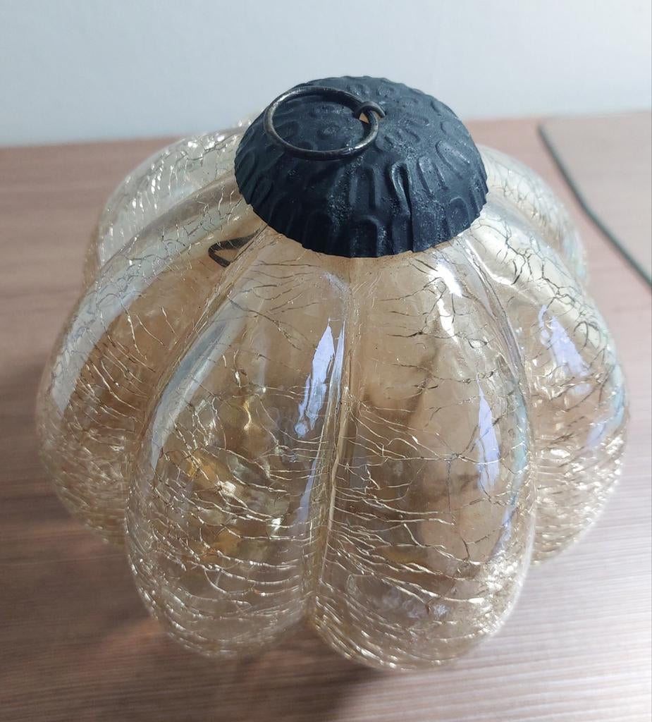 kerstbal / heksenbal glas craquele goud dia 16cm, Diversen, Kerst, Ophalen of Verzenden, Zo goed als nieuw