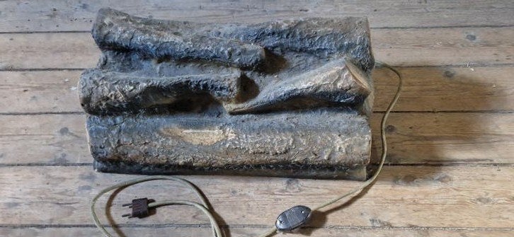 Houtblok met lamp, antiek, Ophalen