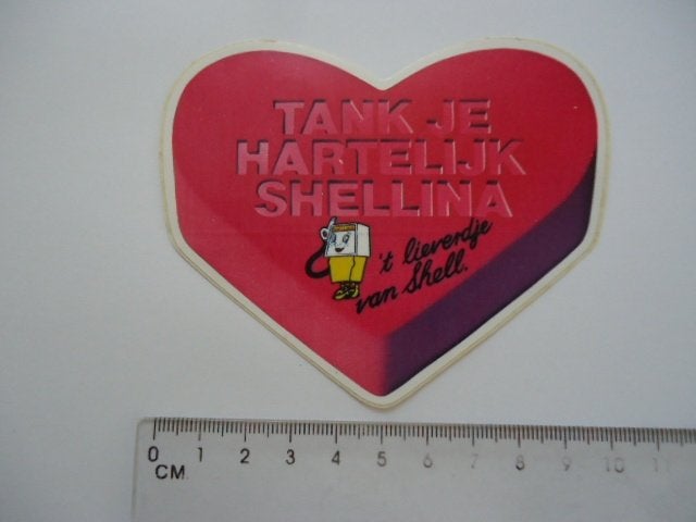 sticker oud SHELL Shellina oil brommer jaren 70 hart love, Verzenden, Zo goed als nieuw, Bedrijf of Vereniging