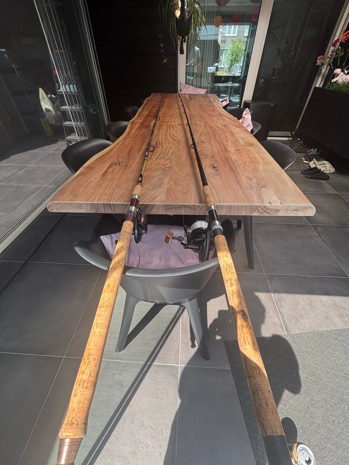2 complete kurkhengelsets met molens, Ophalen, Gebruikt, Complete hengel