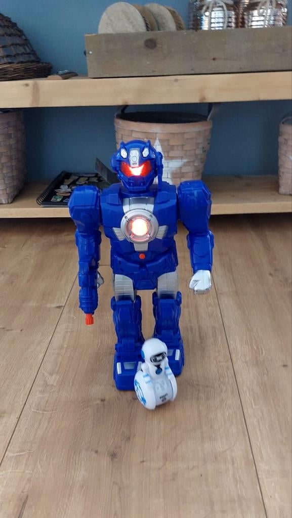 Grote Blauwe Robot met Kleine Witte Robot Speelgoed, Ophalen of Verzenden, Gebruikt, Jongen of Meisje