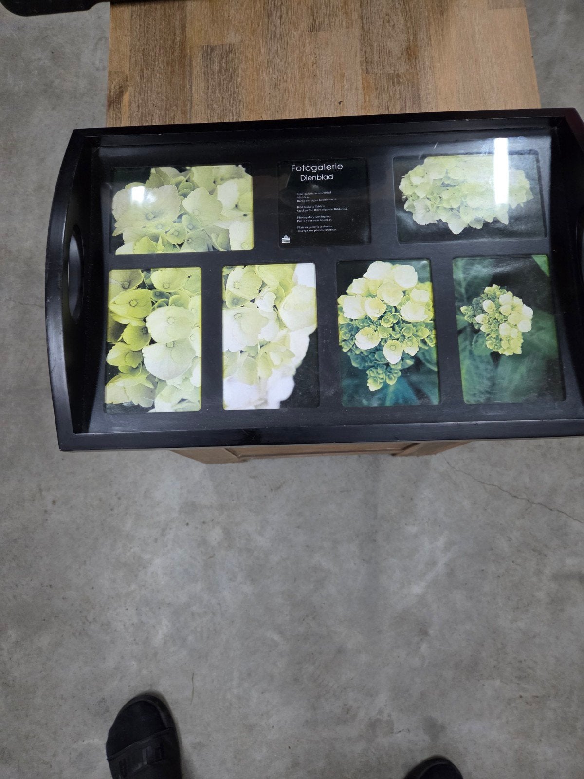 Fotogalerie Dienblad - Zwart met Hortensia's, Ophalen, Overige materialen, Nieuw, Dienblad