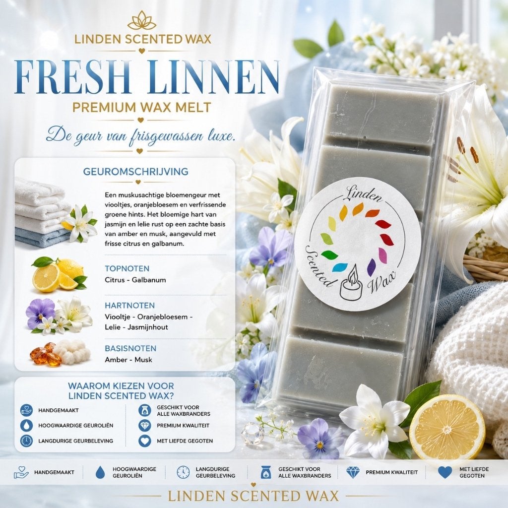 Waxmelts FRESH LINNEN geur fris waxmelt parfum handgemaakt, Ophalen of Verzenden, Nieuw, Was, Kaars