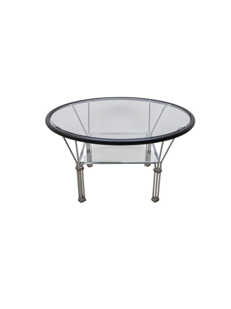 Industriële glazen salontafel uit de jaren 70, Ophalen, 50 – 75, Gebruikt, 50 tot 100 cm