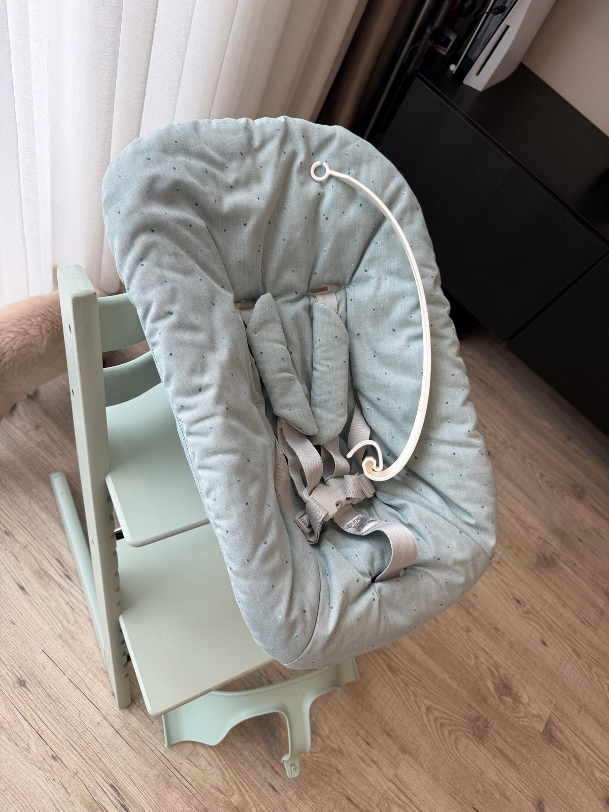 Stokke Tripp Trapp kinderstoel met newborn en baby set, Ophalen, Zo goed als nieuw, Meegroeistoel, Aanschuifbaar