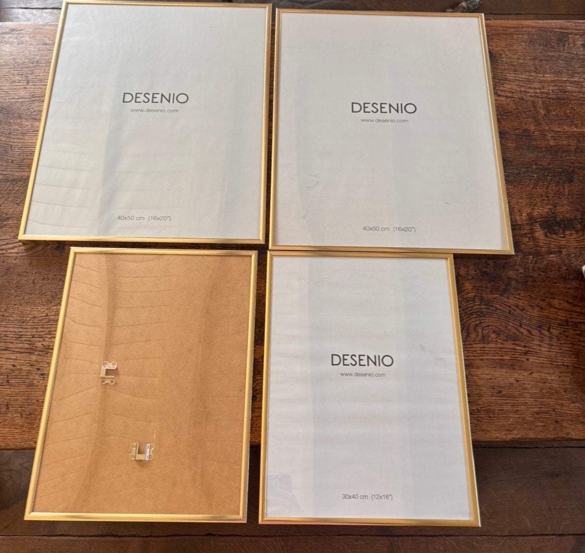 4 Desenio fotolijsten goudkleurig (2x 40x50cm, 2x 30x40cm), Huis en Inrichting, Ophalen, Kunststof, Gebruikt, Fotolijst