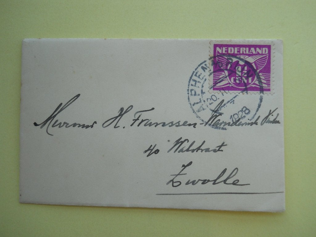 Nederland 1925 Briefje Vliegende duif gest. Alphen a/d Rijn, Ophalen of Verzenden, Envelop