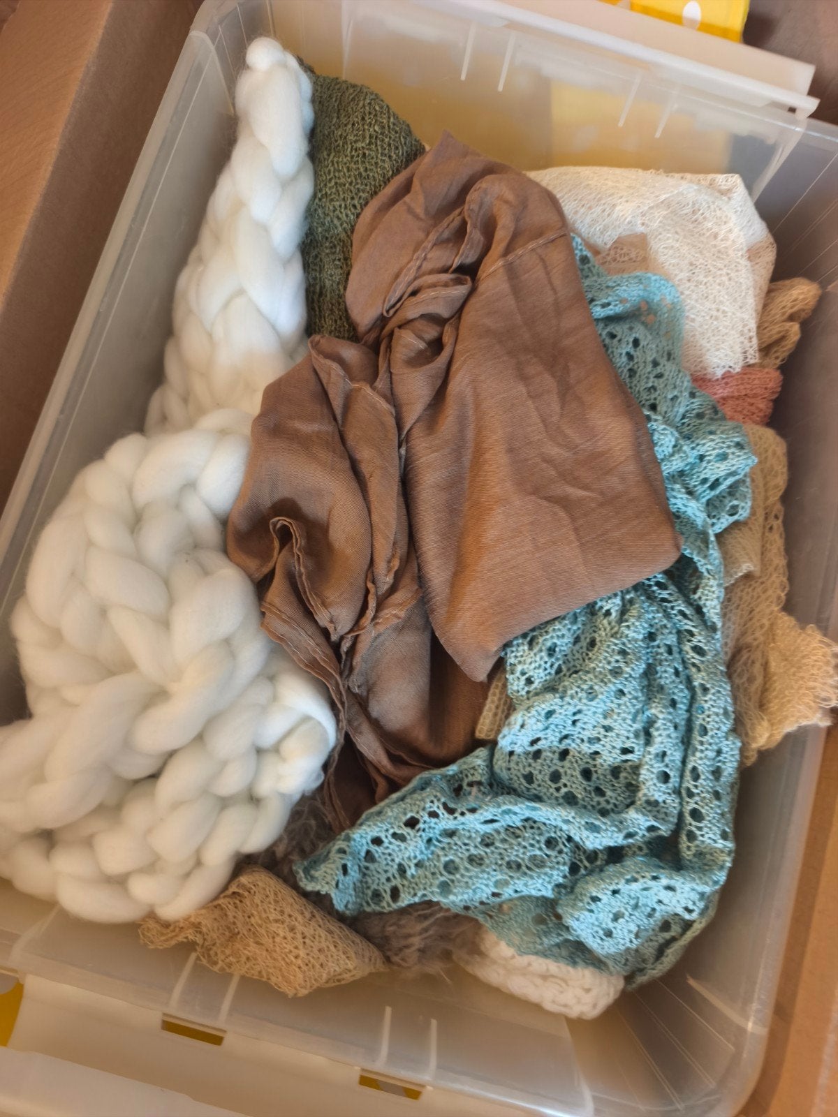 Bak vol newborn props voor fotografie, Gebruikt, Overige typen, Textiel, Meerkleurig