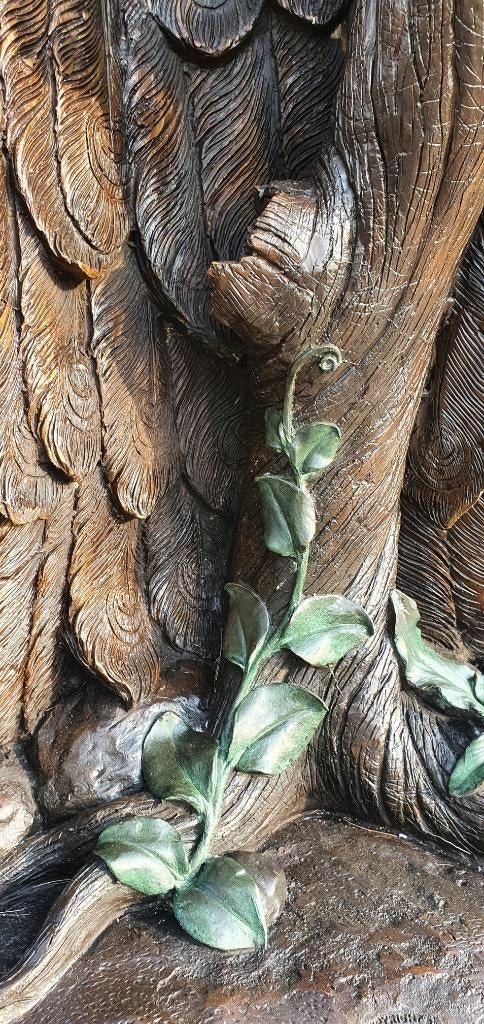 Bronzen beeld / PAUWEN op BOOMSTRONK / nieuw, Ophalen, Dierenbeeld, Nieuw, Peize