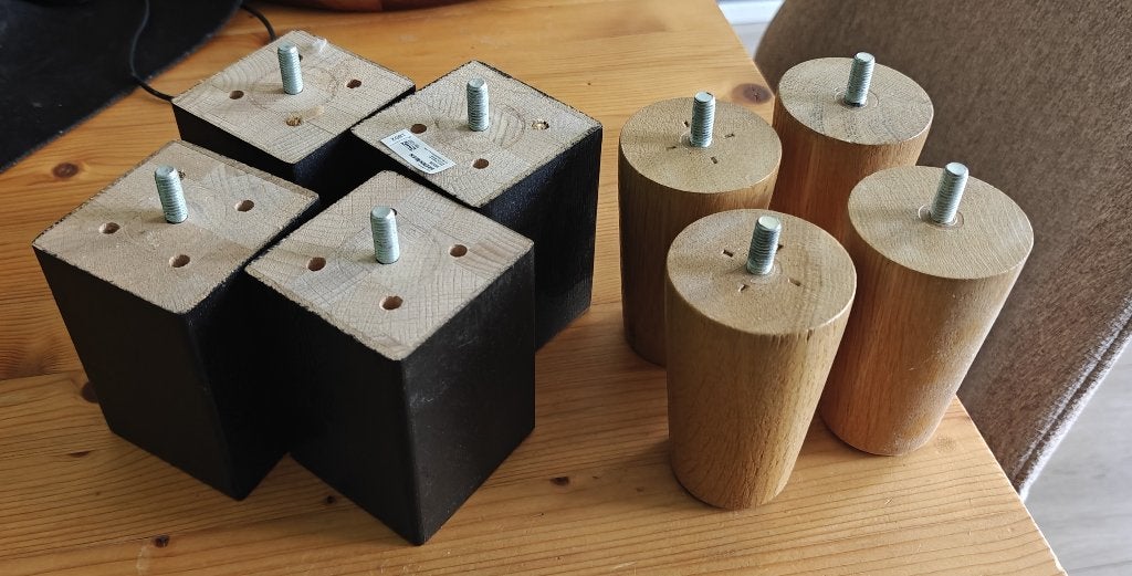 Ikea bedpoten 10cm (2 sets), Ophalen, Eenpersoons, Wit, Zo goed als nieuw
