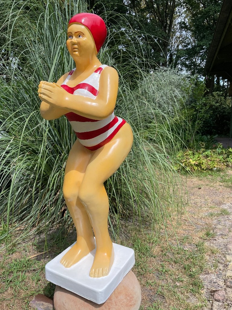 Duikende dame jacuzzi tuin, zwembad, vijver 115cm, Ophalen, Nieuw, Kunststof, Mensenbeeld