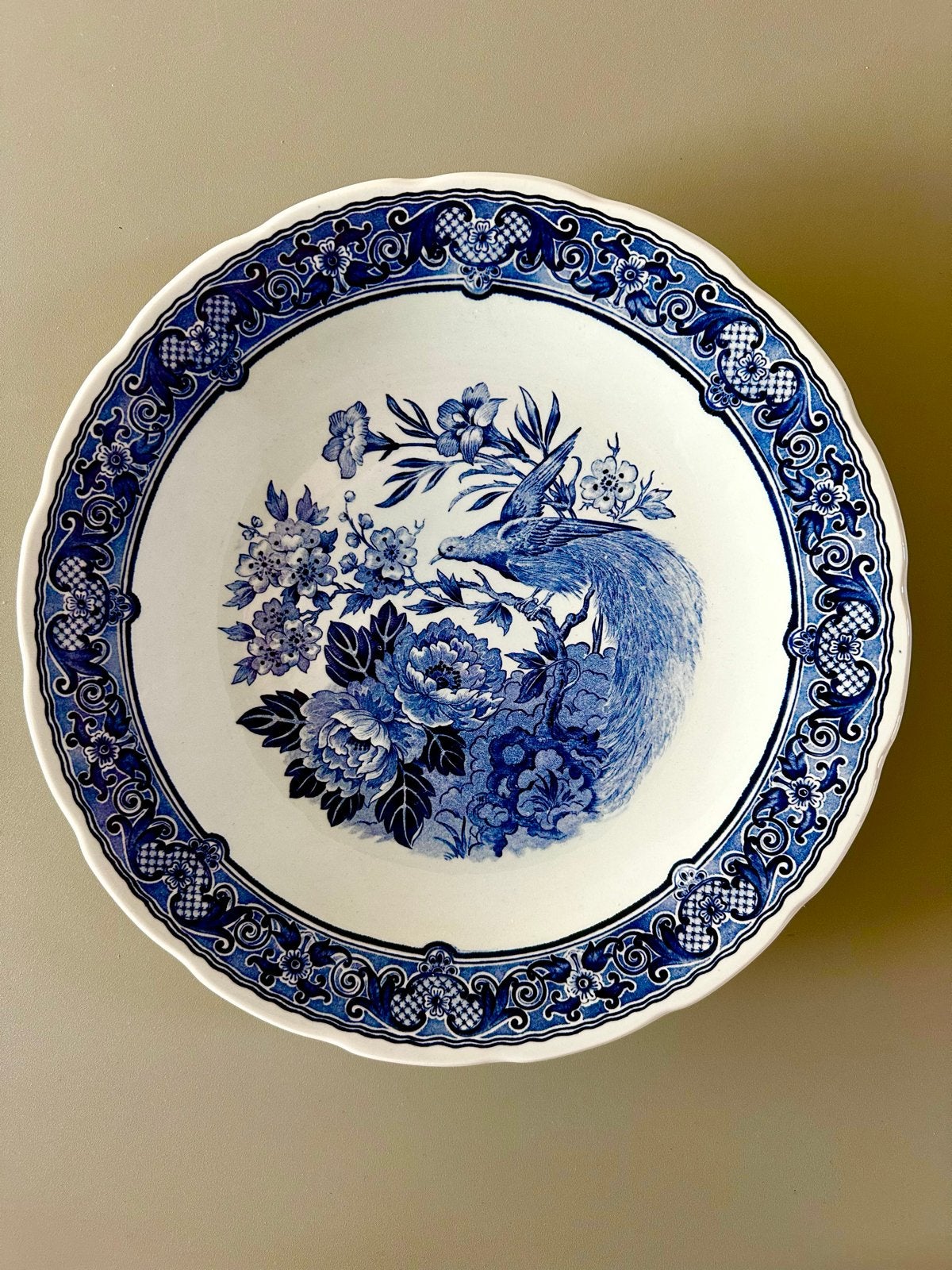 Delfts Blauw Wandbord met Vogel en Bloemen, Antiek en Kunst, Antiek | Wandborden en Tegels, Ophalen of Verzenden