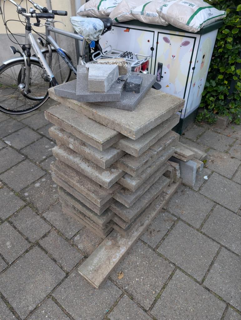16 st gebruikte betontegels 60x40x5 cm, Tuin en Terras, Tegels en Klinkers, Ophalen, Gebruikt, Beton, Terrastegels